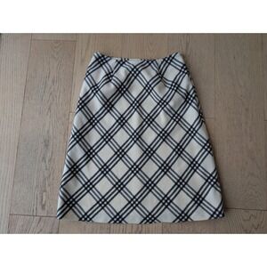 Kate Hill Wool Skirt Black and Cream Plaid Check Career‎ Fall Winter Women's 6
